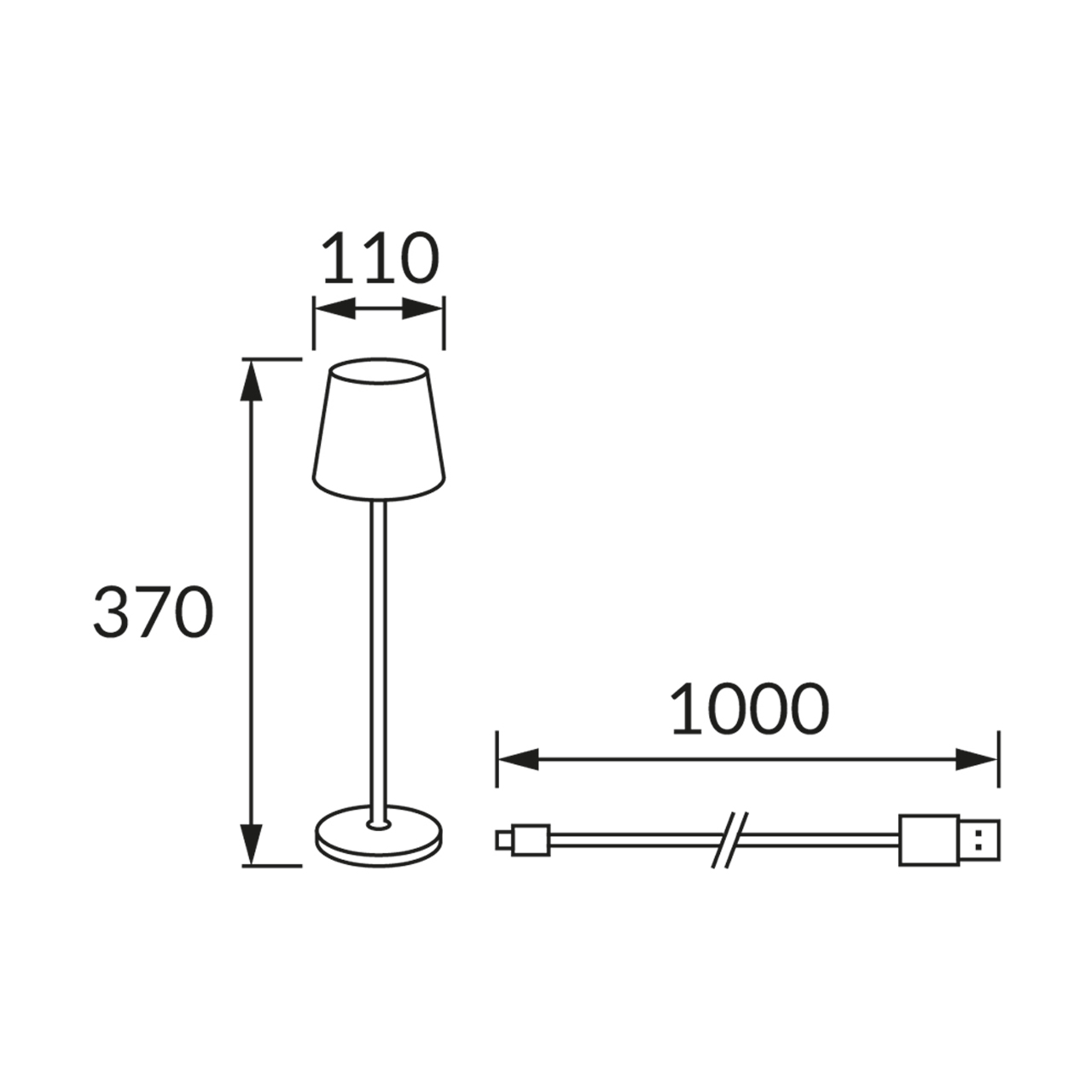 Lampka stołowa LED TOGA BLACK ściemnialna USB C 2W 4400K 320lm IP54 czarna STRUHM 04368