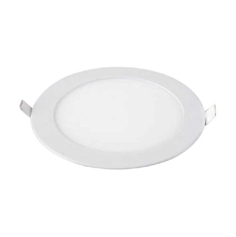Oprawa downlight w kolorze biały, cała w kadrze, na jasnym tle