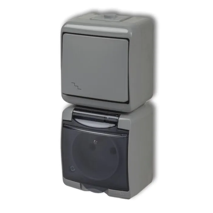 Włącznik schodowy, Włącznik hermetyczny, Gniazdo hermetyczne Karlik 10WGHP-3dp