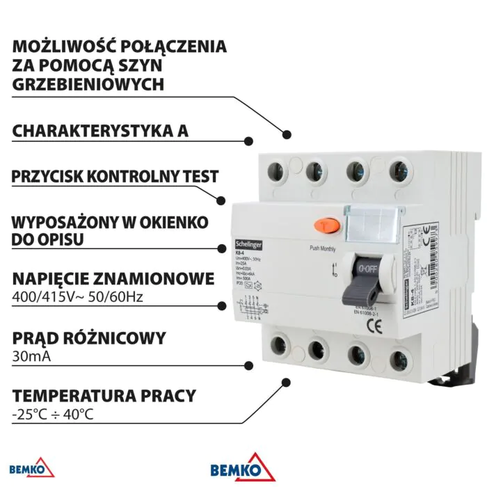Wyłącznik różnicowo-prądowy Schelinger A03-K8-4-25-030