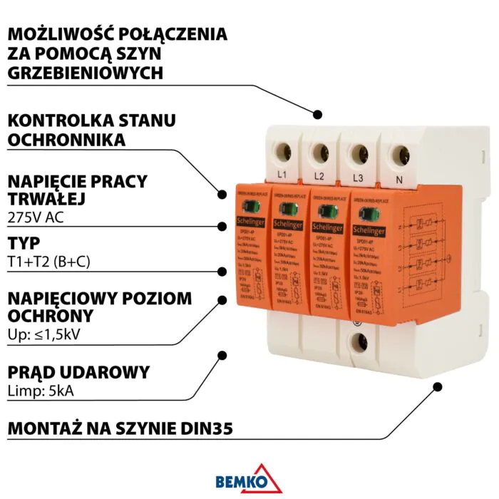 Ogranicznik przepięć Schelinger A51-SPD01-4P-B+C