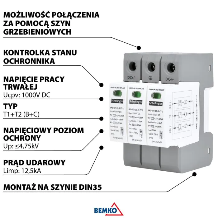 Ogranicznik przepięć Schelinger A52-SPD-GDT-DC-3P-T1T2