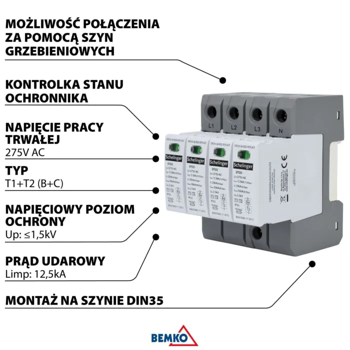 Ogranicznik przepięć Schelinger A51-SPD03-4P-B+C