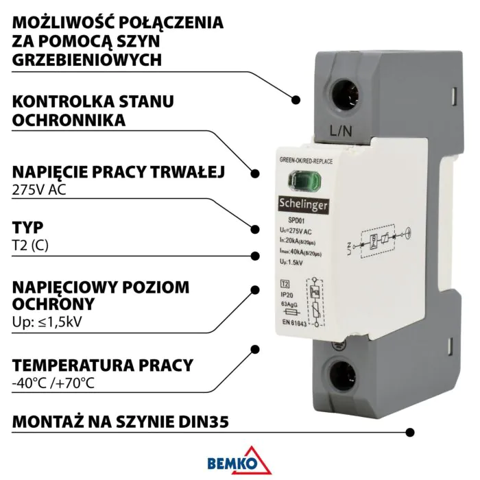 Ogranicznik przepięć Schelinger A51-SPD01-1P-C