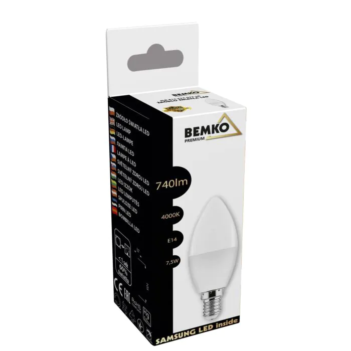 Żarówka LED Bemko D84-SLB-E14-C37-075-4K