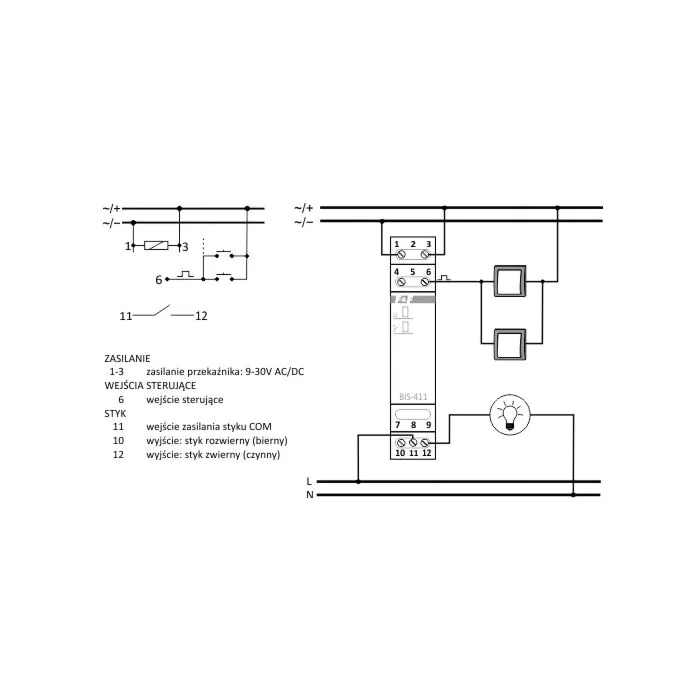 Przekaźnik bistabilny modułowy F&F BIS-411