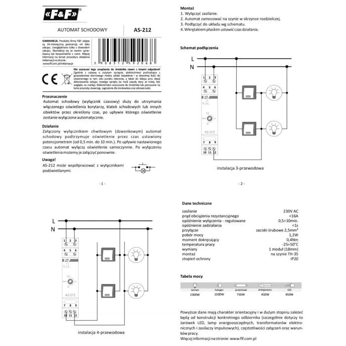 Automat schodowy modułowy F&F AS-212
