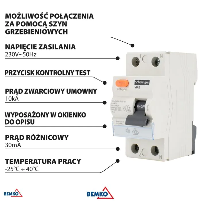 Wyłącznik różnicowo-prądowy Schelinger A03-V8-2-40-030