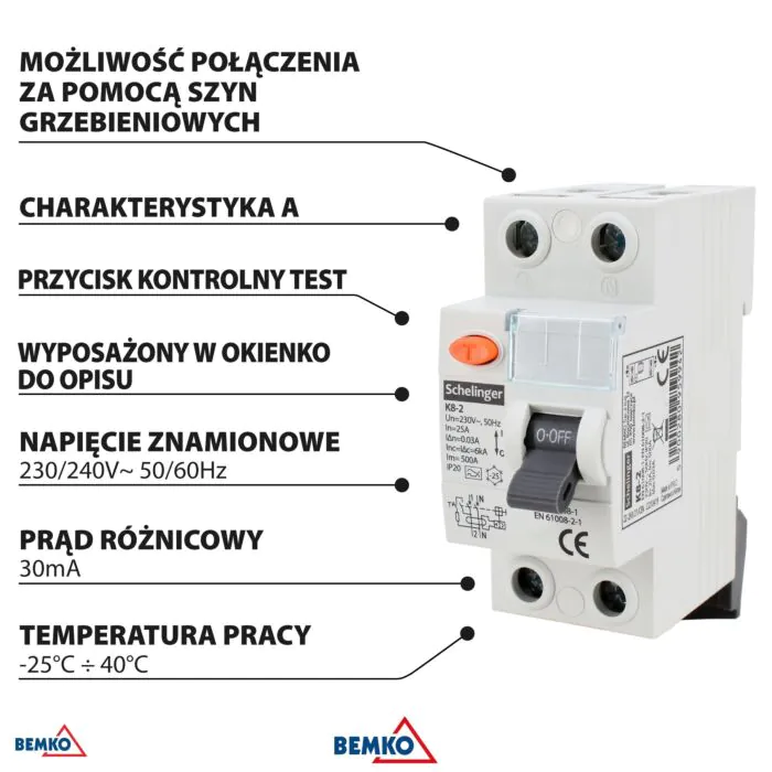 Wyłącznik różnicowo-prądowy Schelinger A03-K8-2-63-030