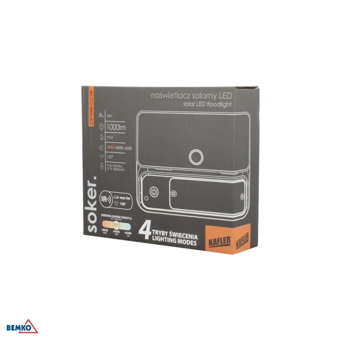Naświetlacz LED, Naświetlacz solarny, Oprawa solarna Bemko C83-SOK-008BL-CCT-PIR