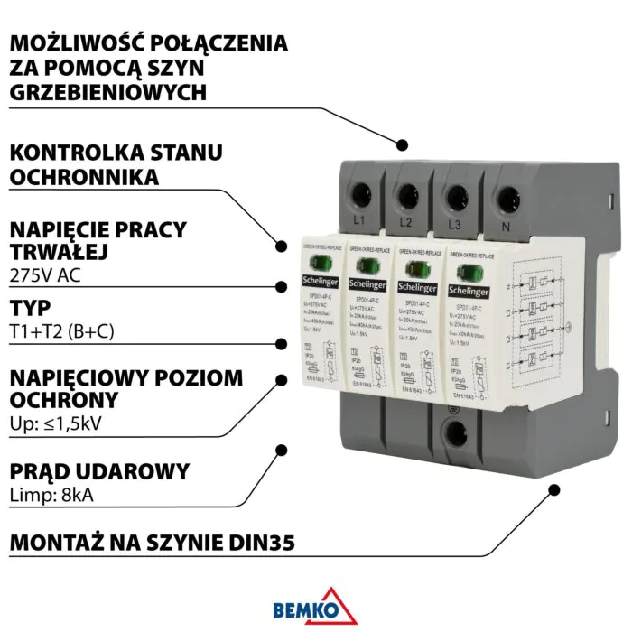 Ogranicznik przepięć Schelinger A51-SPD02-4P-B+C