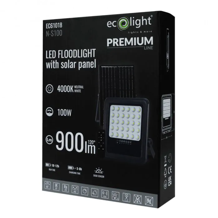 Naświetlacz LED, Naświetlacz solarny, Oprawa solarna Eco Light EC61018