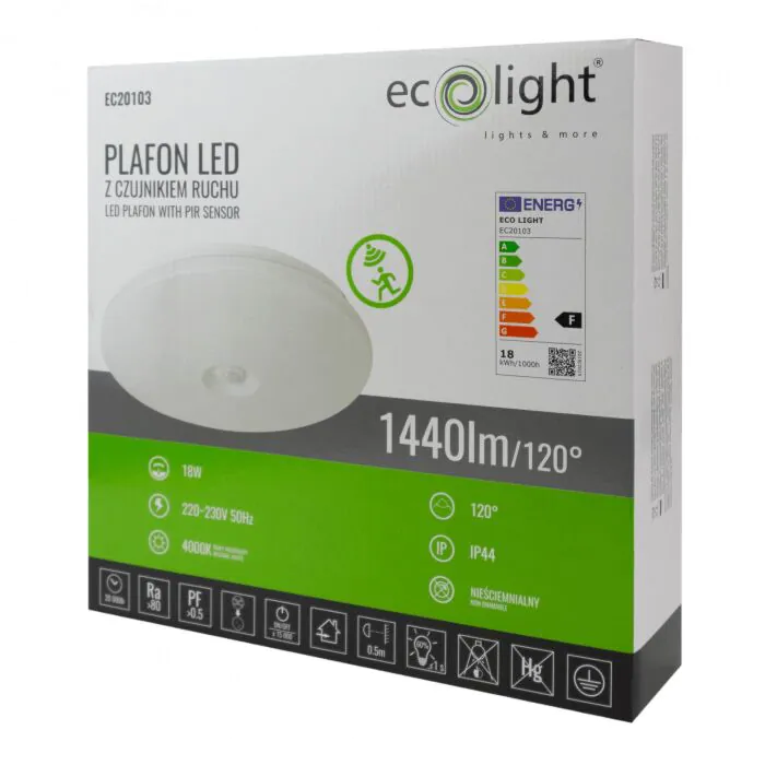 Plafon z czujnikiem ruchu, Plafon ścienny Eco Light EC20103