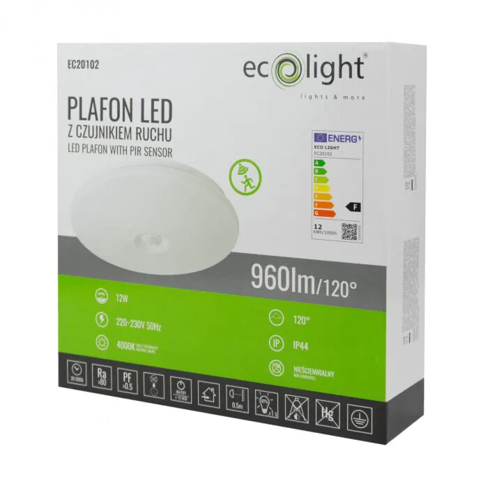 Plafon sufitowy, Plafon z czujnikiem ruchu Eco Light EC20102