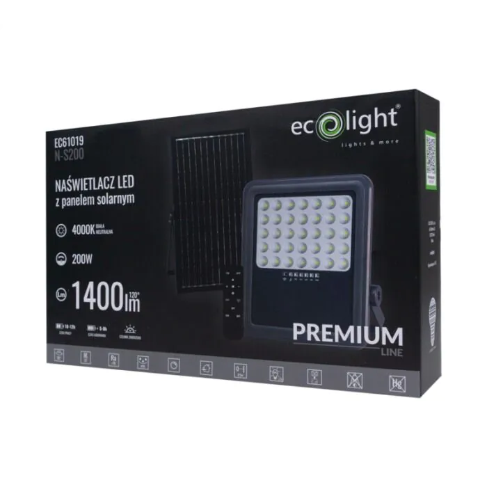 Naświetlacz LED, Naświetlacz solarny, Oprawa solarna Eco Light EC61019