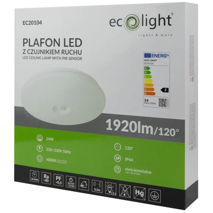 Plafon sufitowy, Plafon z czujnikiem ruchu Eco Light EC20104
