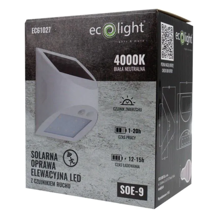 Oprawa elewacyjna, Kinkiet, Oprawa solarna Eco Light EC61027