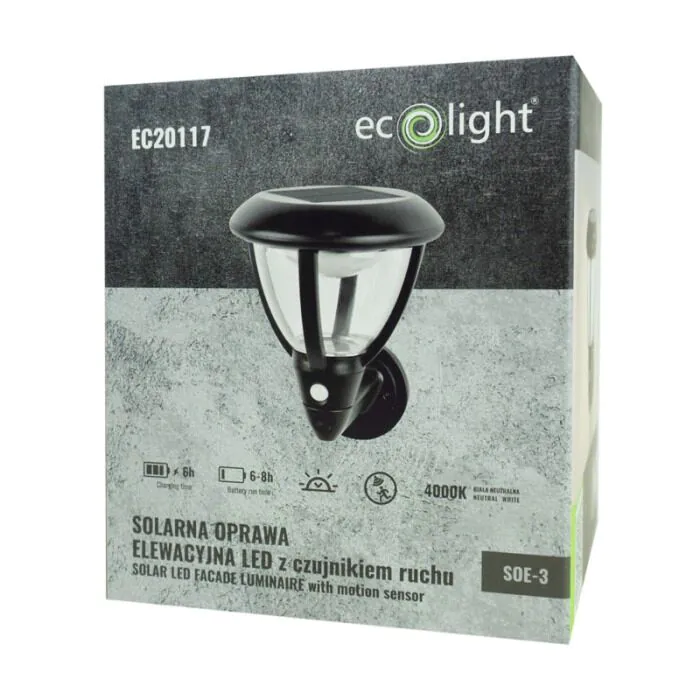 Oprawa elewacyjna, Kinkiet, Oprawa solarna Eco Light EC20117