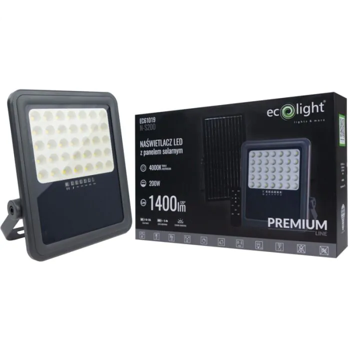 Naświetlacz LED, Naświetlacz solarny, Oprawa solarna Eco Light EC61019