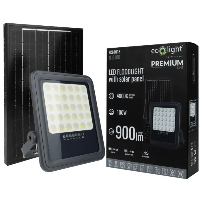 Naświetlacz LED, Naświetlacz solarny, Oprawa solarna Eco Light EC61018