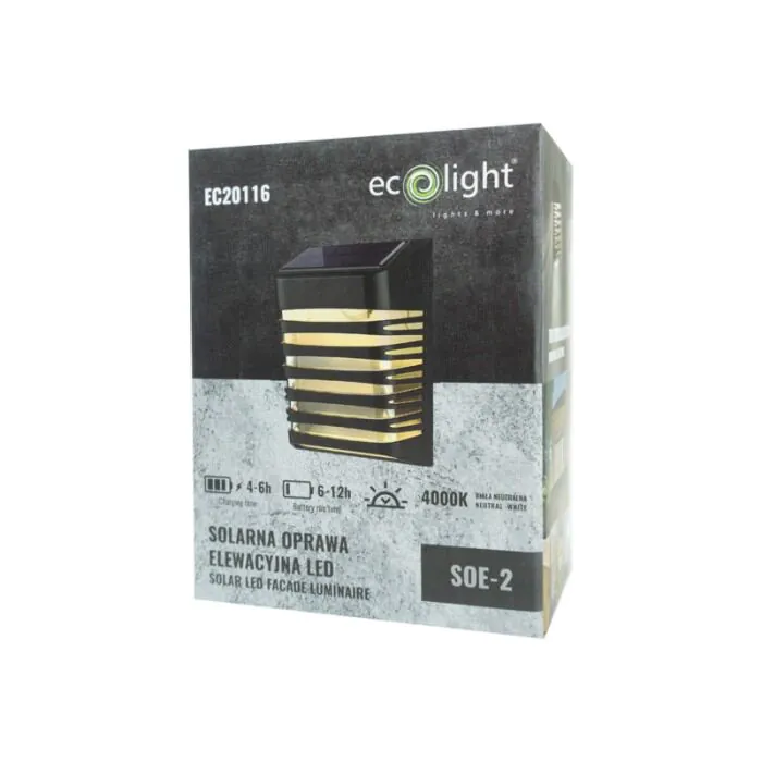 Oprawa elewacyjna, Kinkiet, Oprawa solarna Eco Light EC20116