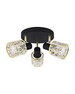 Oprawa ścienno-sufitowa DUNBAR 3C BLACK/GOLDEN 3xE14 10W lampa kinkiet czarny/złoty STRUHM 04902