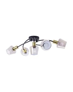 Oprawa ścienno-sufitowa AYRA 5G BLACK/GOLD 5xE14 40W lampa kinkiet czarny/złoty STRUHM 04961