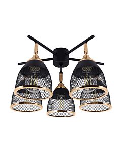 Oprawa lampa sufitowa LORAS 5Y BLACK/GOLD 5xE27 40W czarna/złota STRUHM 04976