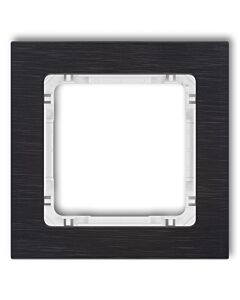 Ramka pojedyncza pion/poziom czarna (spód biały) aluminium szczotkowane Karlik DECO 12-0-DRA-1