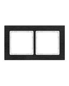 Ramka podwójna pion/poziom czarna (spód biały) aluminium szczotkowane Karlik DECO 12-0-DRA-2