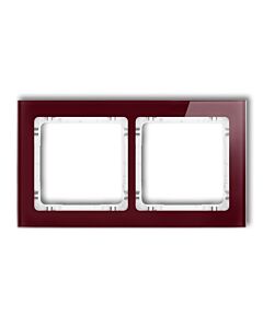 Ramka podwójna pion/poziom bordowa (spód biały) efekt szkła Karlik DECO 14-0-DRS-2