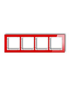 Ramka poczwórna pion/poziom czerwona (spód biały) efekt szkła Karlik DECO 17-0-DRS-4