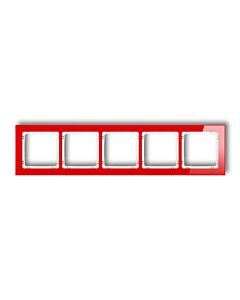 Ramka pięciokrotna pion/poziom czerwona (spód biały) efekt szkła Karlik DECO 17-0-DRS-5