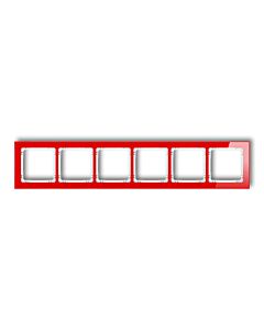 Ramka sześciokrotna pion/poziom czerwona (spód biały) efekt szkła Karlik DECO 17-0-DRS-6