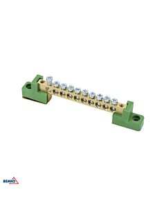 Listwa zaciskowa na izolatorach płaskich 10-torowa 10x fi 5mm zielona Schelinger A18-TBJ-6X09-10P-ZI