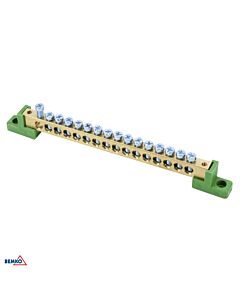 Listwa zaciskowa na izolatorach płaskich 16-torowa 16x fi 6mm zielona Schelinger A18-TBJ-8X12-16P-ZI