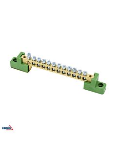 Listwa zaciskowa na izolatorach płaskich 12-torowa 12x fi 5mm zielona Schelinger A18-TBJ-6X09-12P-ZI