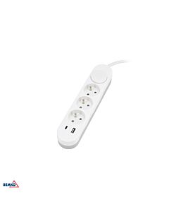 Przedłużacz listwa zasilająca 3 gniazdka USB A+C z wyłącznikiem 2m biały Bemko B05-NB3GW2M-2U