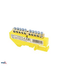 Listwa zaciskowa śrubowa szynowa 10-torowa 2x6mm, 8x4.5mm ż&oacute;łta Schelinger A18-TBI-6X09-10P-ZO