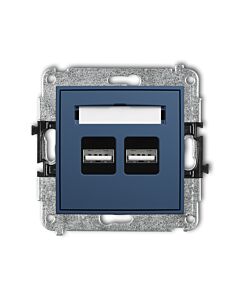 Gniazdo USB podwójne ładowarka 2xUSB A navy blue Karlik MINI 64MCUSB-6