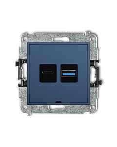 Gniazdo USB podw&oacute;jne ładowarka USB A+C navy blue Karlik MINI 64MCUSBBO-8
