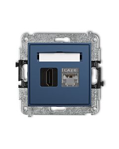 Gniazdo HDMI pojedyncze 2.0 4K + komputerowe 1xRJ45 kat. 6 navy blue Karlik MINI 64MGHK-46