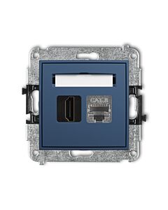 Gniazdo HDMI pojedyncze 2.1 8K + komputerowe 1xRJ45 kat. 8 navy blue Karlik MINI 64MGHK-88