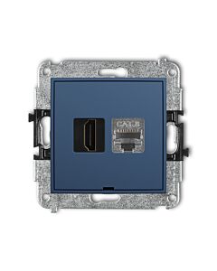 Gniazdo HDMI pojedyncze 2.1 8K + komputerowe 1xRJ45 kat. 8 navy blue Karlik MINI 64MGHKBO-88