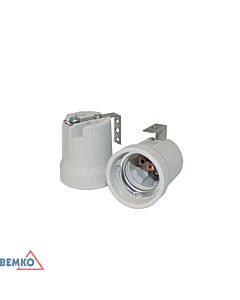 Oprawka ceramiczna z uchwytem E27 biała Bemko E15-E27-F519U