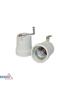 Oprawka ceramiczna z uchwytem E27 biała Bemko E15-E27-F519L