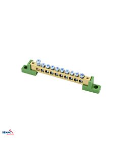 Listwa zaciskowa na izolatorach płaskich 10-torowa 10x fi 6mm zielona Schelinger A18-TBJ-8X12-10P-ZI