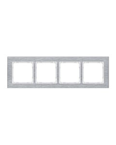 Ramka poczwórna pion/poziom srebrna (spód biały) aluminium szczotkowane Karlik DECO 7-0-DRA-4