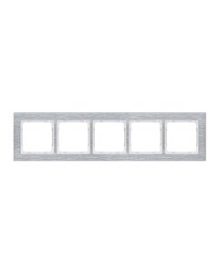 Ramka pięciokrotna pion/poziom srebrna (spód biały) aluminium szczotkowane Karlik DECO 7-0-DRA-5