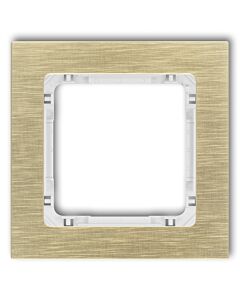 Ramka pojedyncza pion/poziom mosiężna (spód biały) aluminium szczotkowane Karlik DECO 8-0-DRA-1